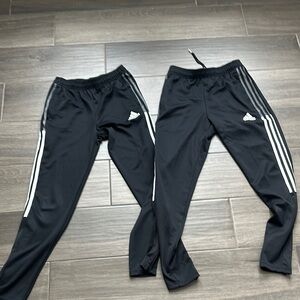 Adidas Black and White Sweatpants with Signature Stripes